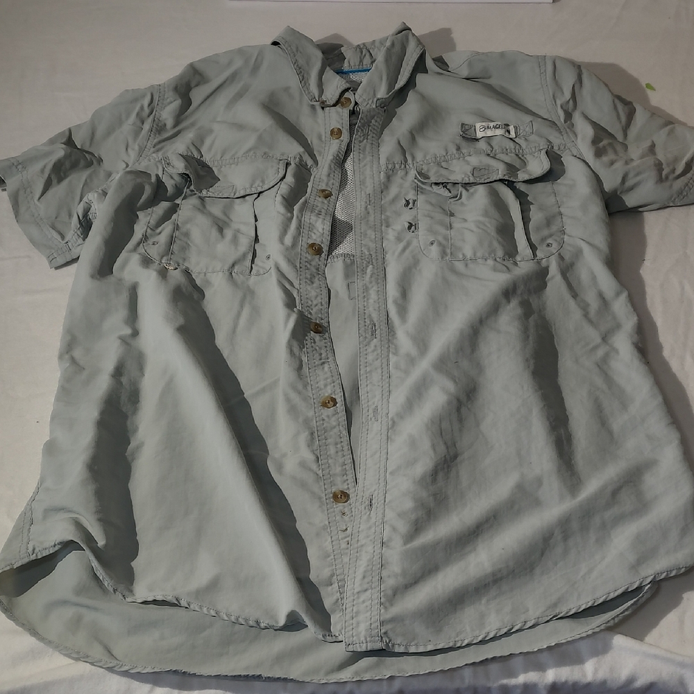 Magellan Men's Light Gray Casual Button Down Shirt- XL